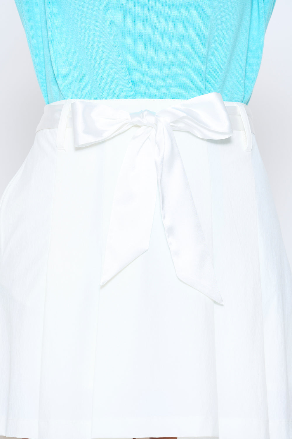 High tension pleated skirt with ribbon belt (701H6508K)