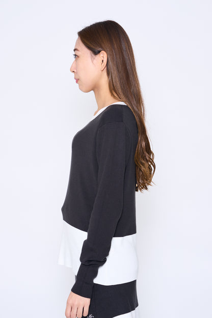 Bicolor long sleeve knit with back ribbon (701H6228) 