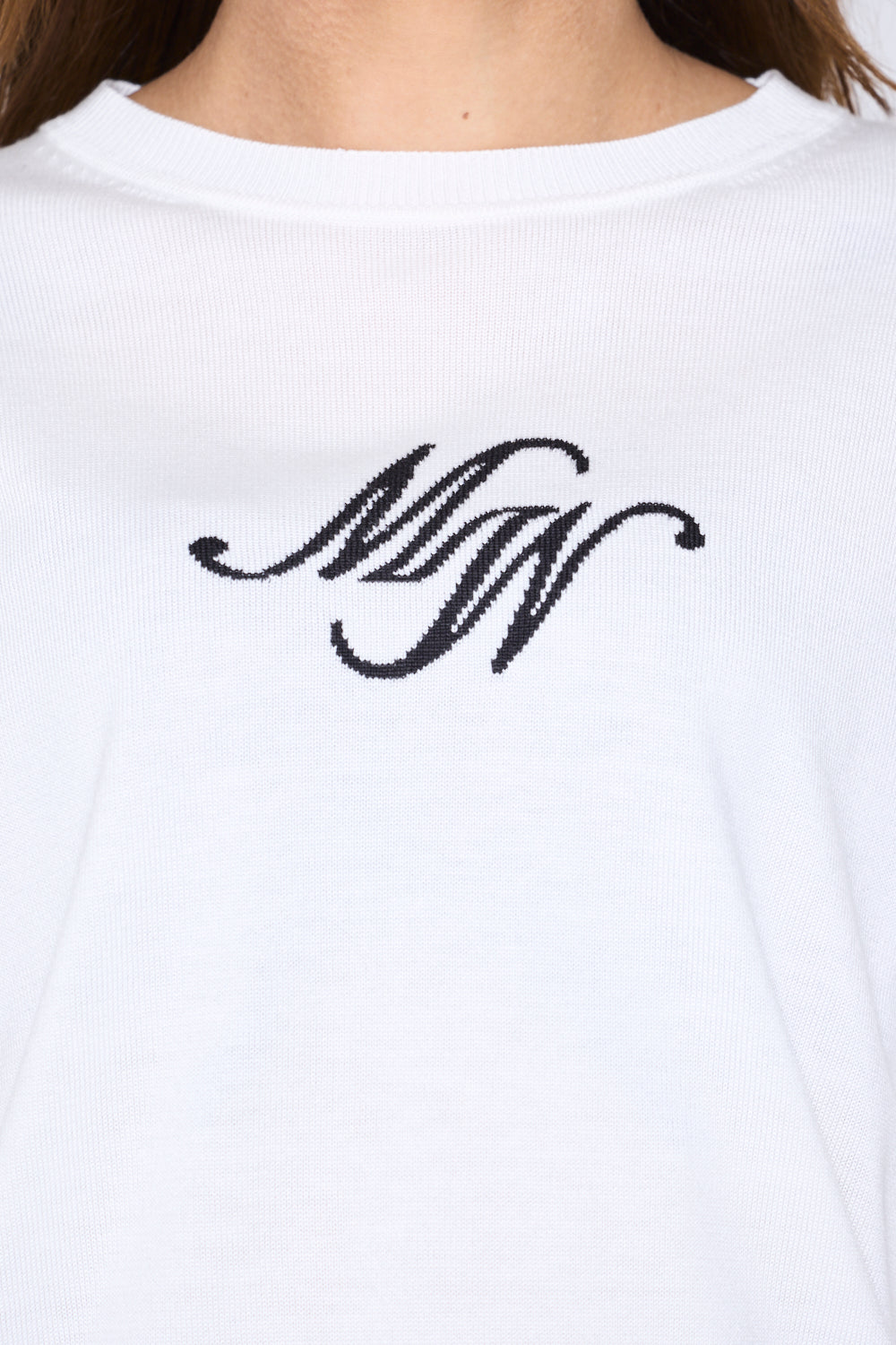 Intarsia long sleeve logo knit (701H6224)