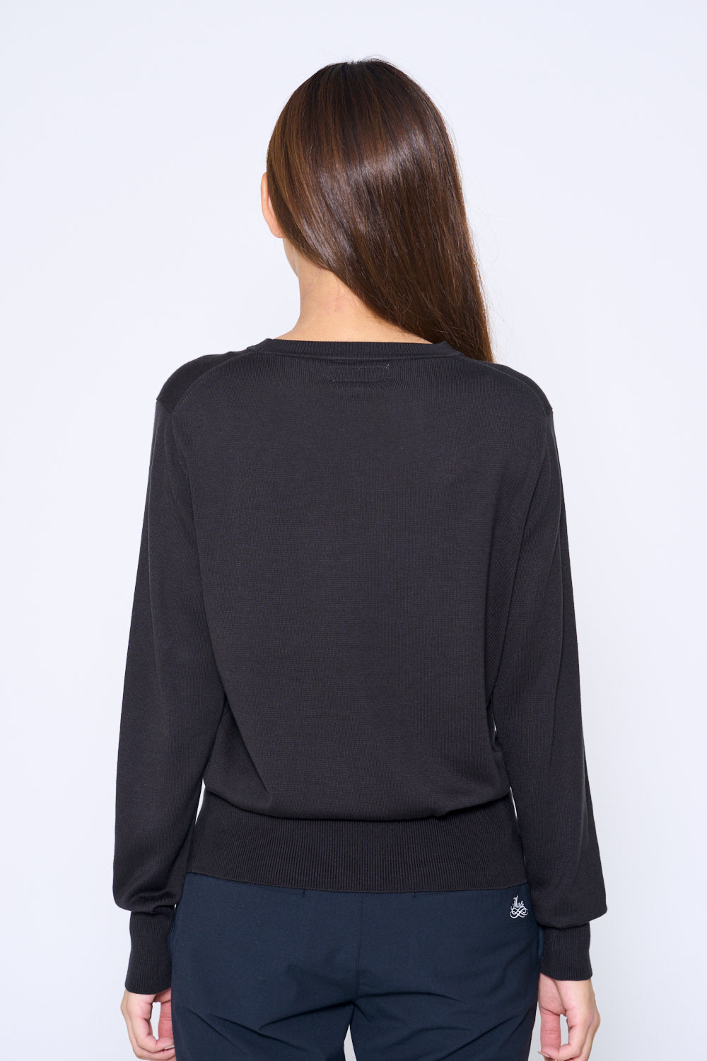 Intarsia long sleeve logo knit (701H6224)