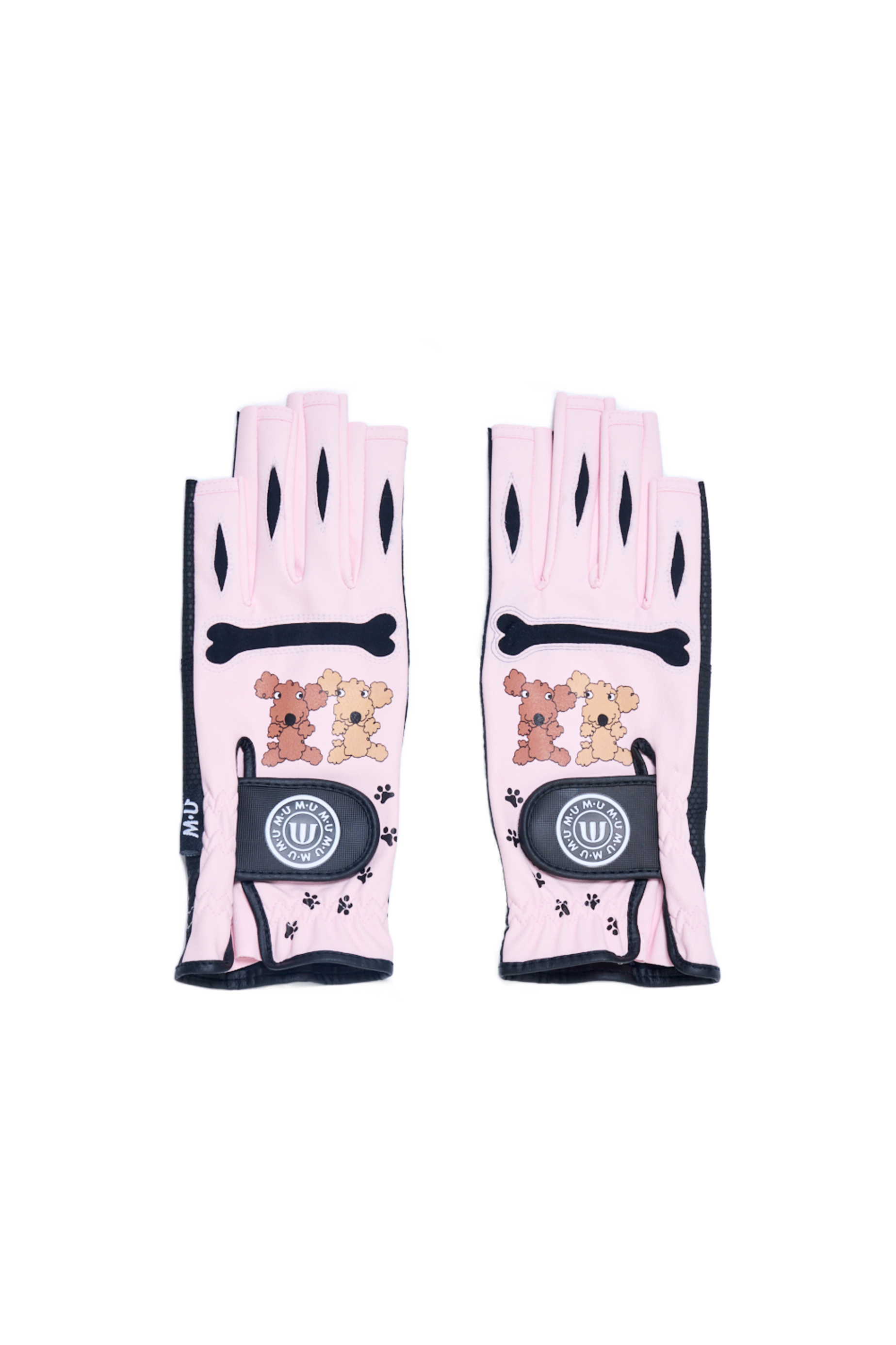 ShuShu motif fingertip cut two-handed gloves (703H6810)