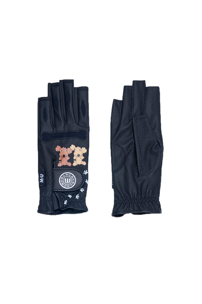 ShuShu motif fingertip cut two-handed gloves (703H6810)