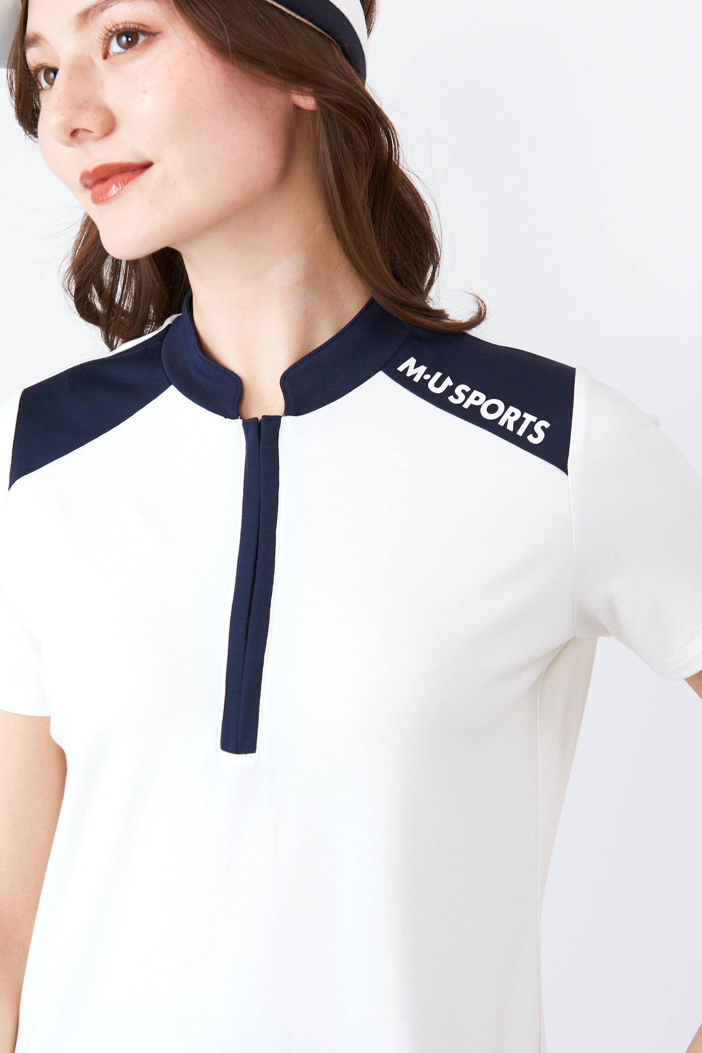 半袖ハイテンションバイカラーハーフジッププルオーバー（801J3450）