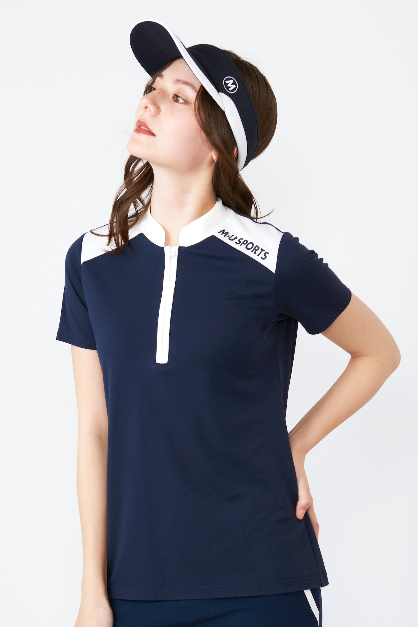 半袖ハイテンションバイカラーハーフジッププルオーバー（801J3450）