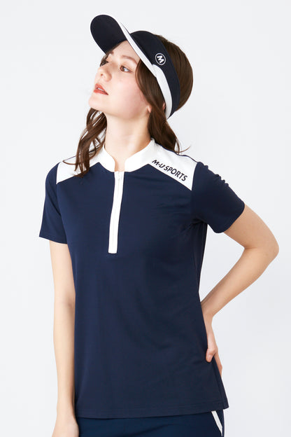 半袖ハイテンションバイカラーハーフジッププルオーバー（801J3450）