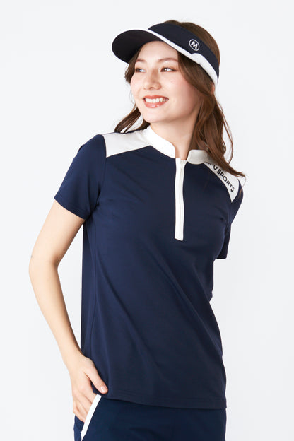 半袖ハイテンションバイカラーハーフジッププルオーバー（801J3450）