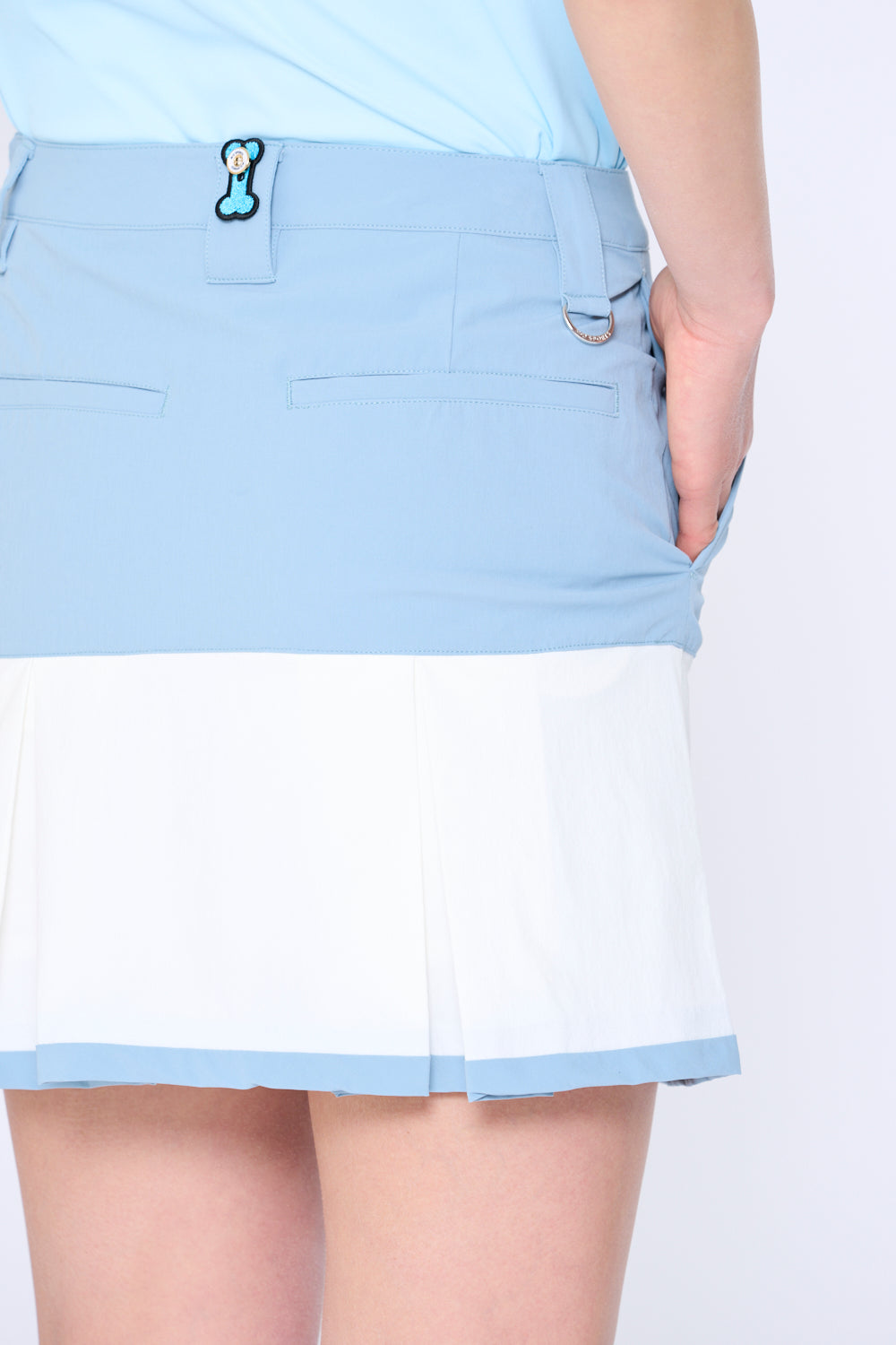 Bicolor switching box pleat skirt (801H3550)