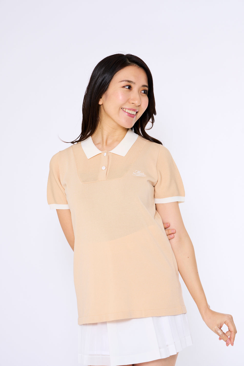 スポーティメッシュ切り替え半袖ニットポロ（701H3202）