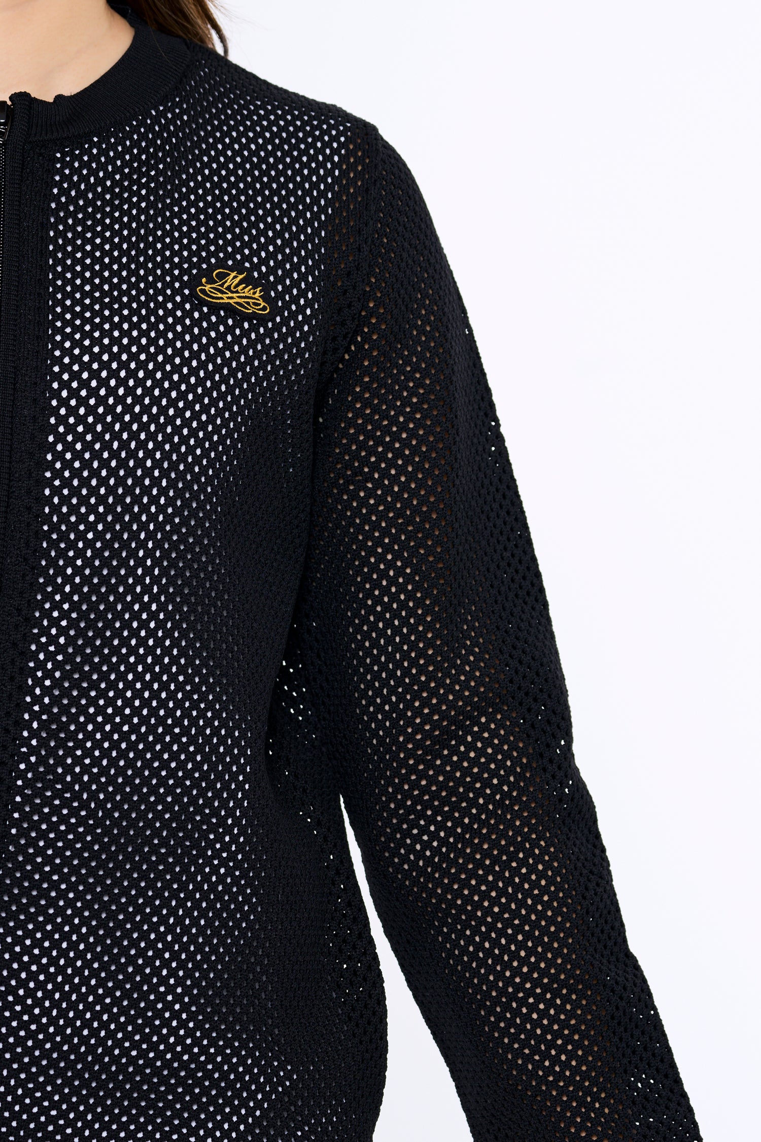 Sporty mesh long sleeve knit jacket (701H2612)
