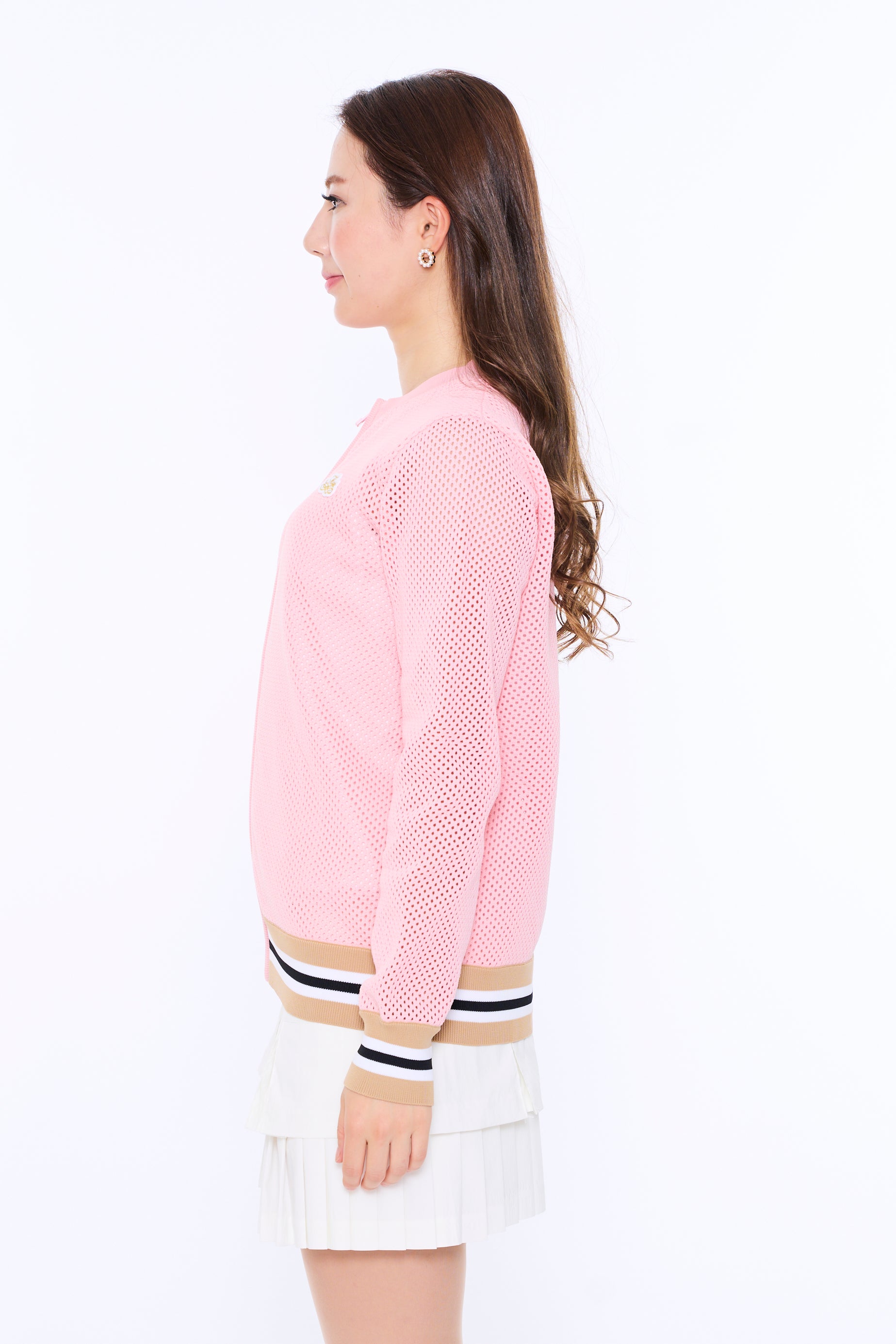 Sporty mesh long sleeve knit jacket (701H2612)