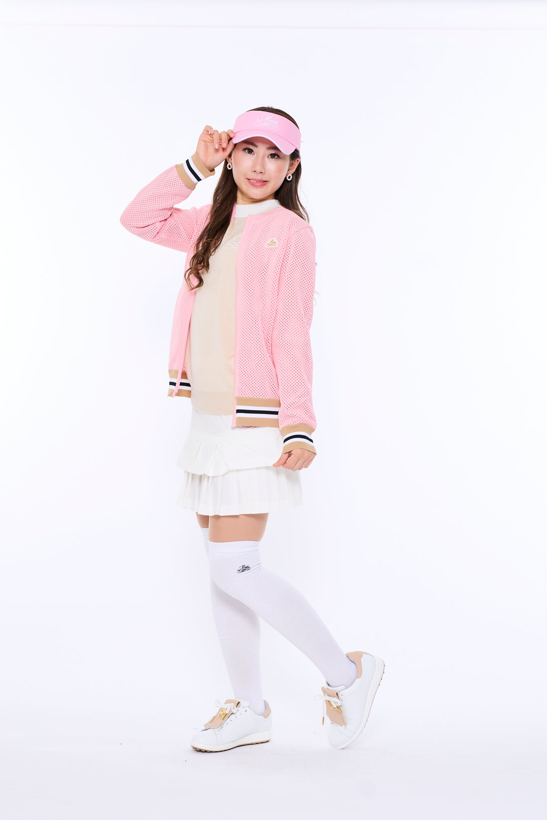 Sporty mesh long sleeve knit jacket (701H2612)