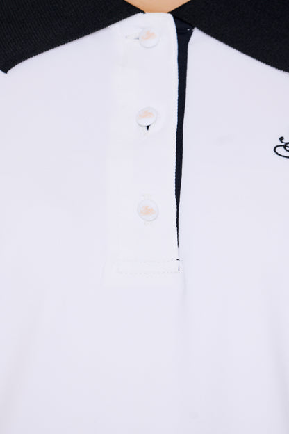 附裝飾帶的短袖牧師 Polo 衫 (701H2006)