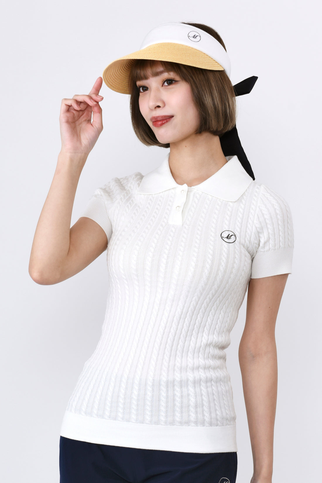 Short sleeve micro cable knit shirt (701J1202)