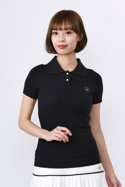 短袖微絞花針織襯衫 (701J1202)