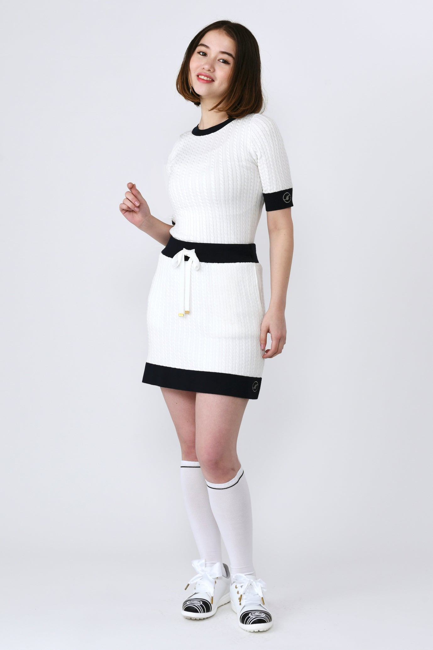 Micro cable bicolor knit skirt (701J1504)