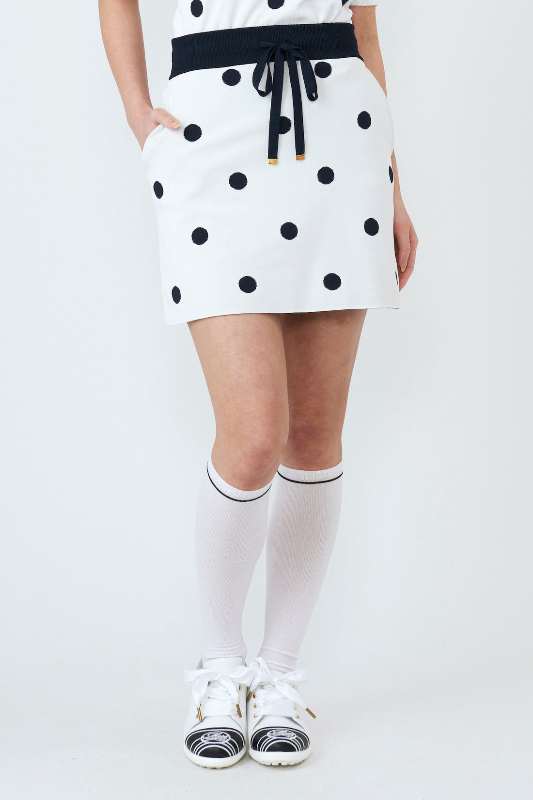Big dot bicolor knit skirt (701J1514)
