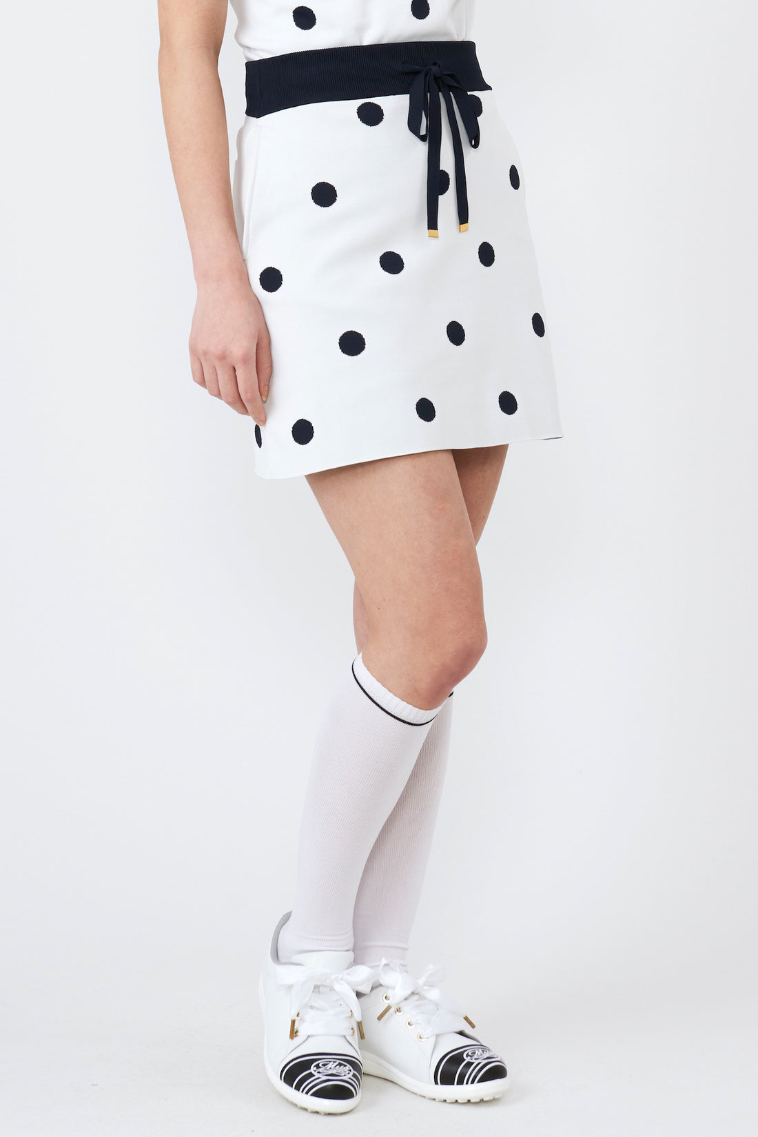 Big dot bicolor knit skirt (701J1514)