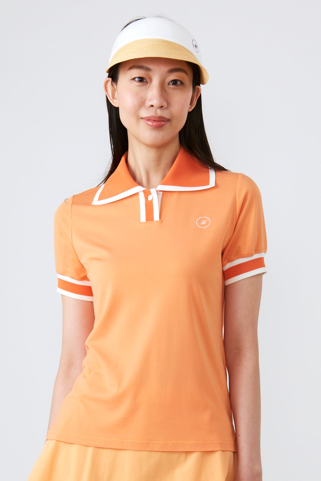 Short sleeve line detail big collar polo shirt (701J2008)