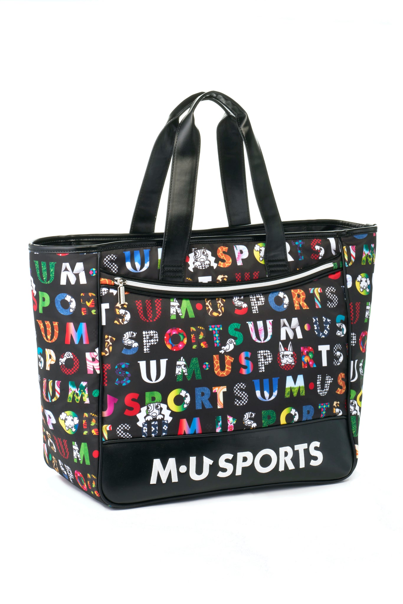 美品 MU SPORTS ボストンバッグ カラフルロゴプリント総柄ボストン