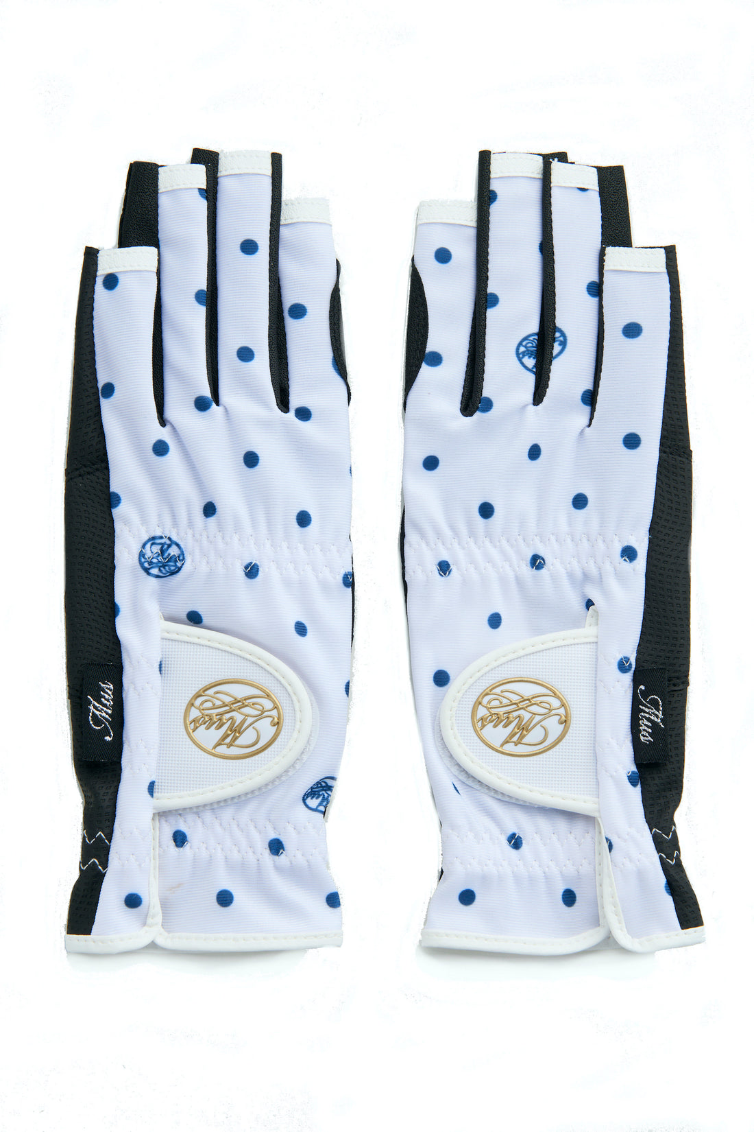 Polka dot and logo monogram all-over print two-handed gloves (703J1802)