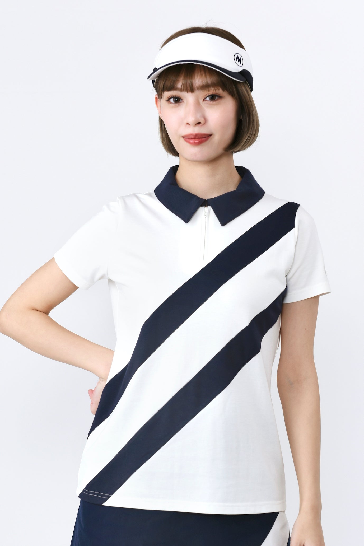 短袖斜紋條紋襯衫 (801J1052)