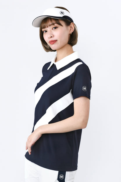 Short sleeve bias striped shirt (801J1052)