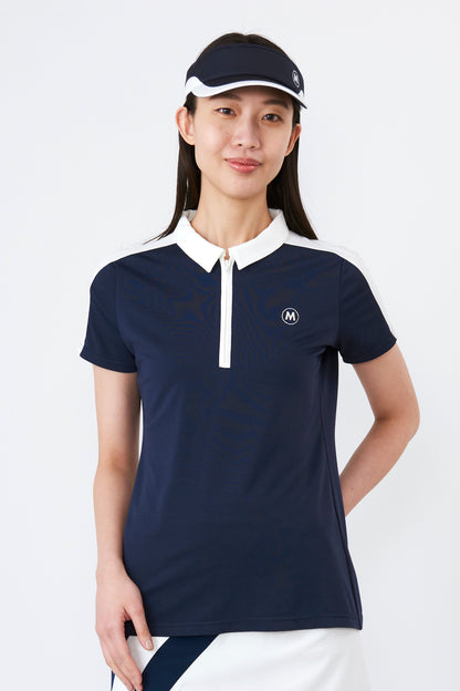 Short sleeve bicolor half zip shirt (801J1056)