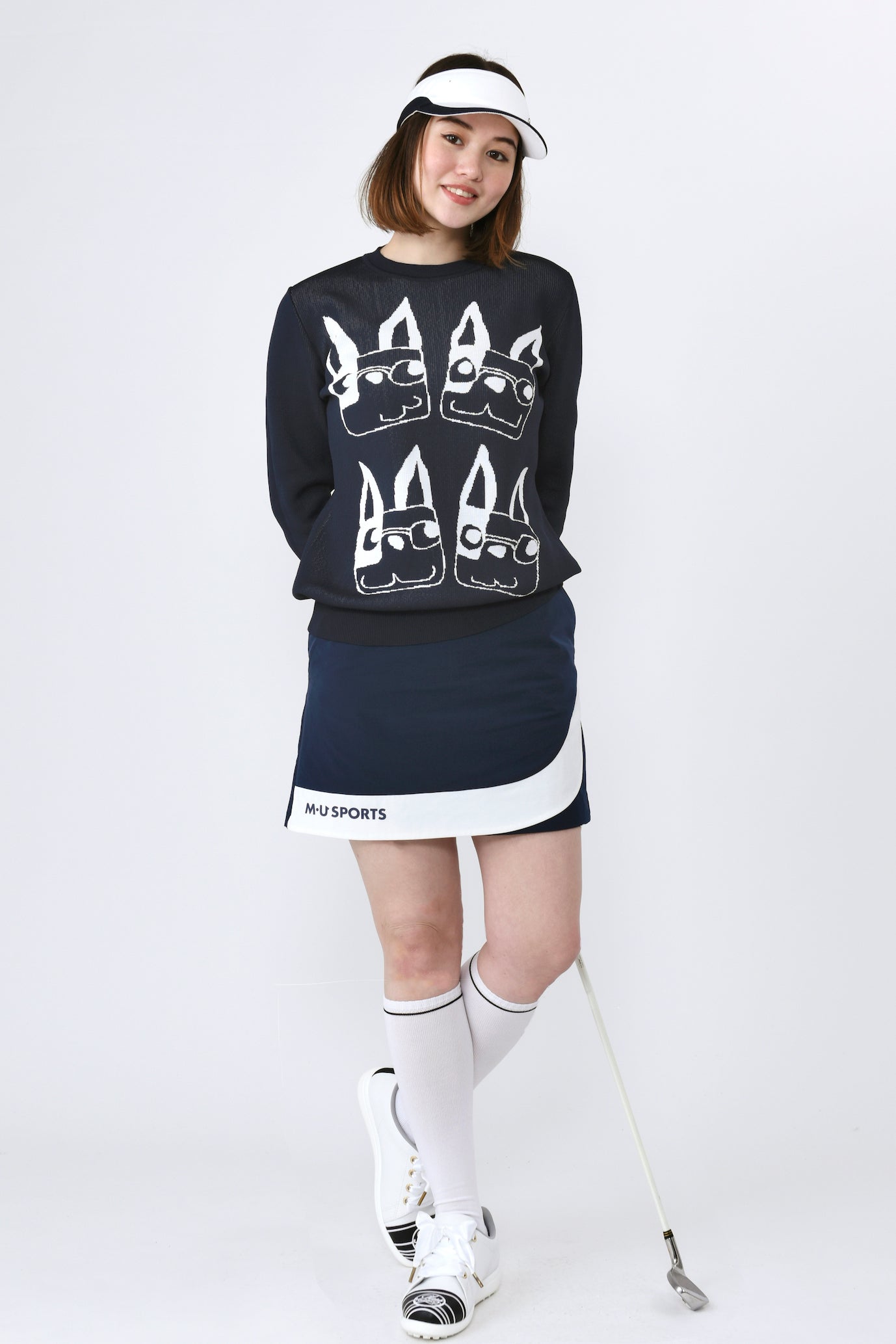 長袖UMOジャカードクルーネックニット（801J1250）※販売終了