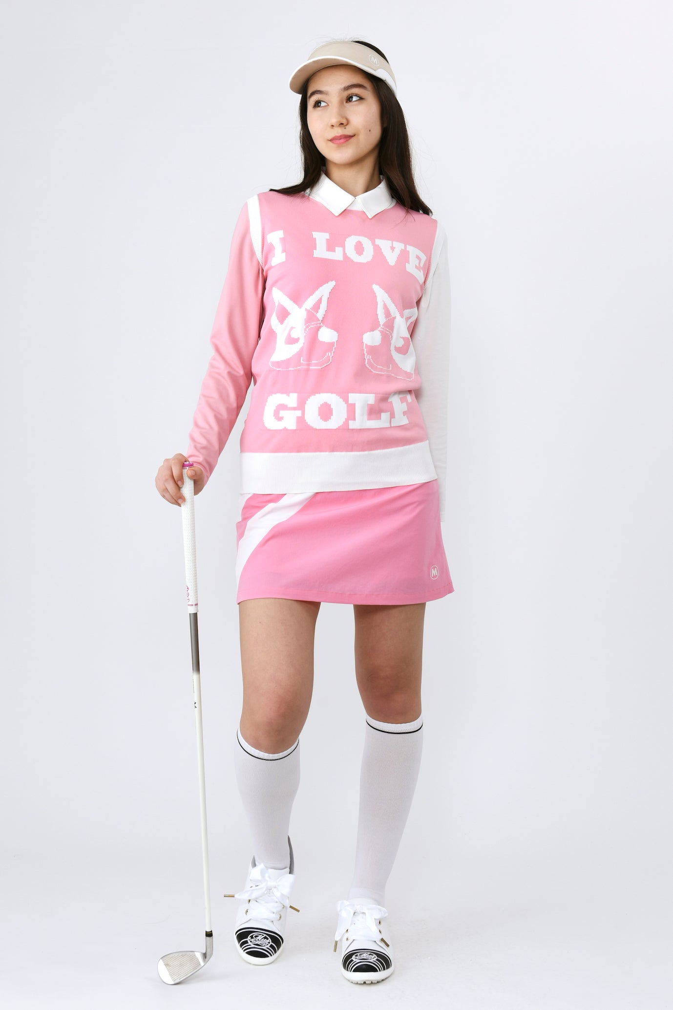 I LOVE GOLF UMOモチーフクルーネックベスト（801J1352）
