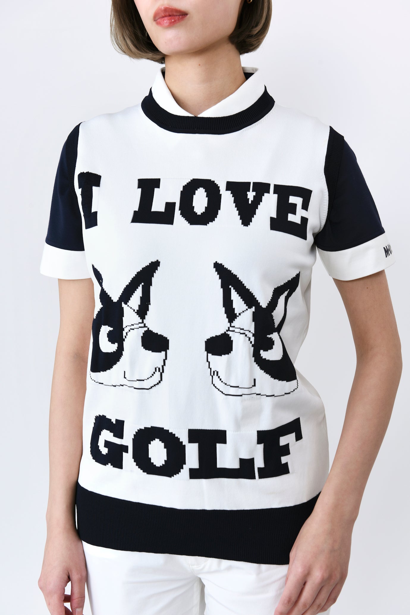 I LOVE GOLF UMOモチーフクルーネックベスト（801J1352）