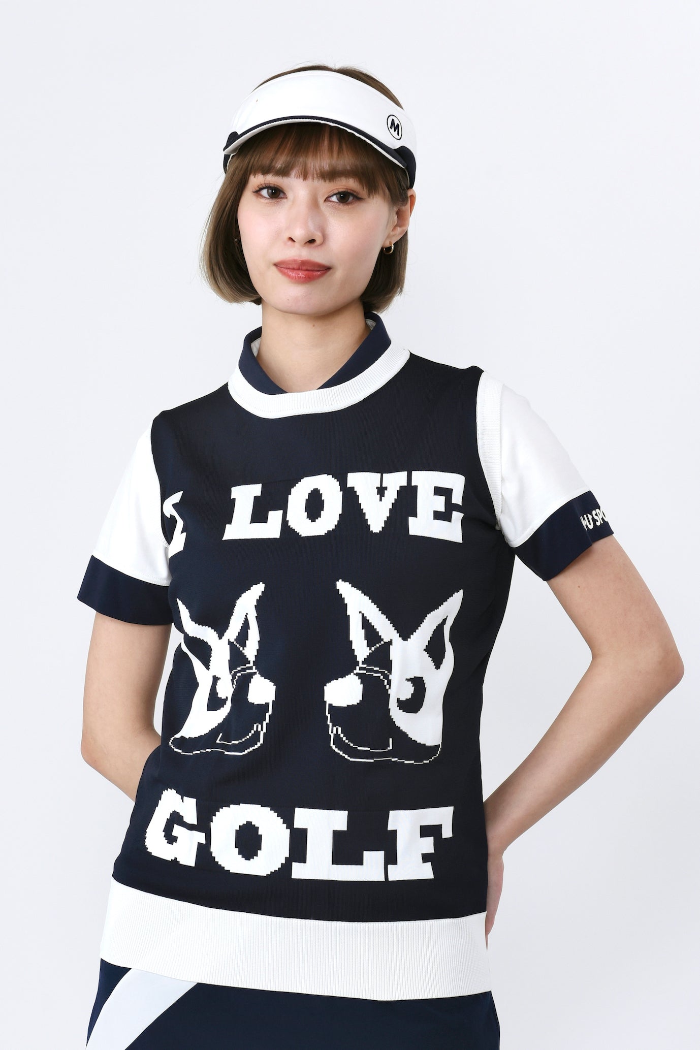 I LOVE GOLF UMOモチーフクルーネックベスト（801J1352）