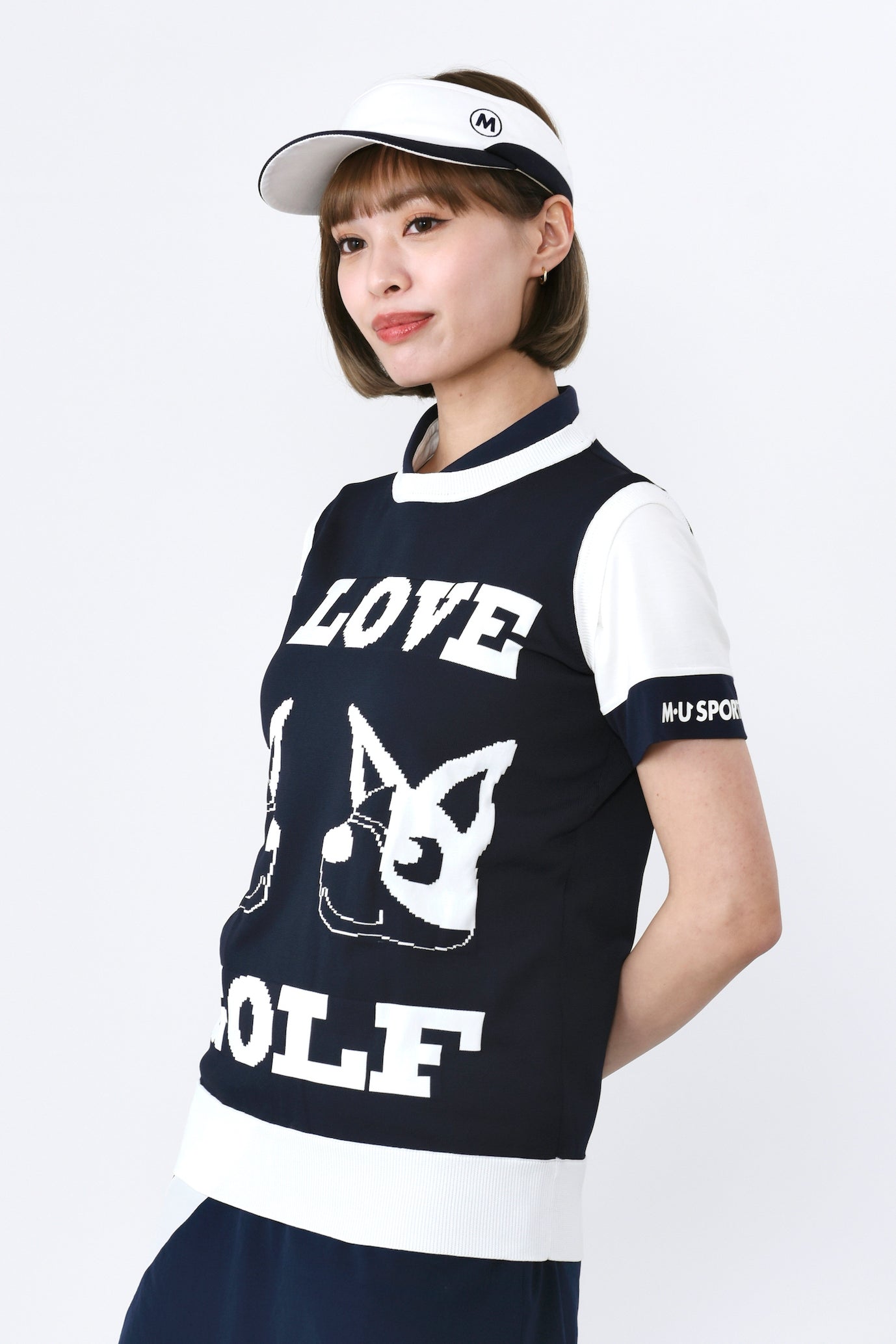 I LOVE GOLF UMOモチーフクルーネックベスト（801J1352）