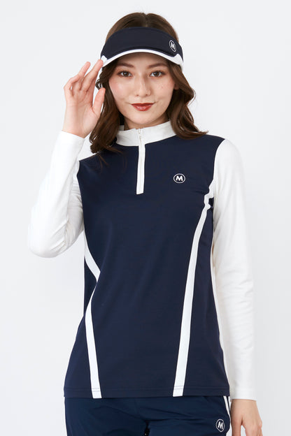 Long sleeve high tension bias line half zip pullover (801J2450)