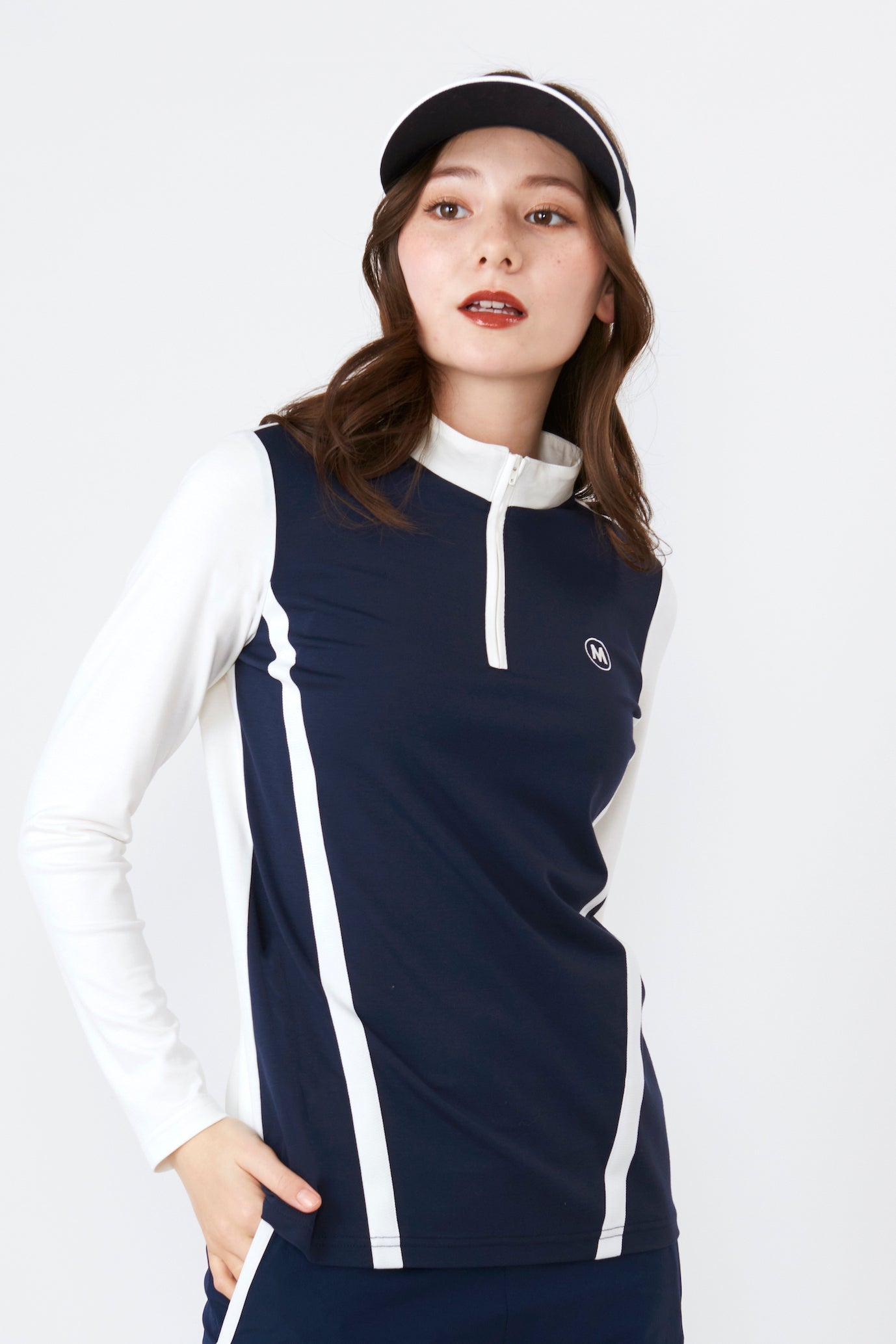 Long sleeve high tension bias line half zip pullover (801J2450)