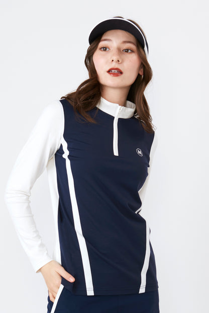 Long sleeve high tension bias line half zip pullover (801J2450)