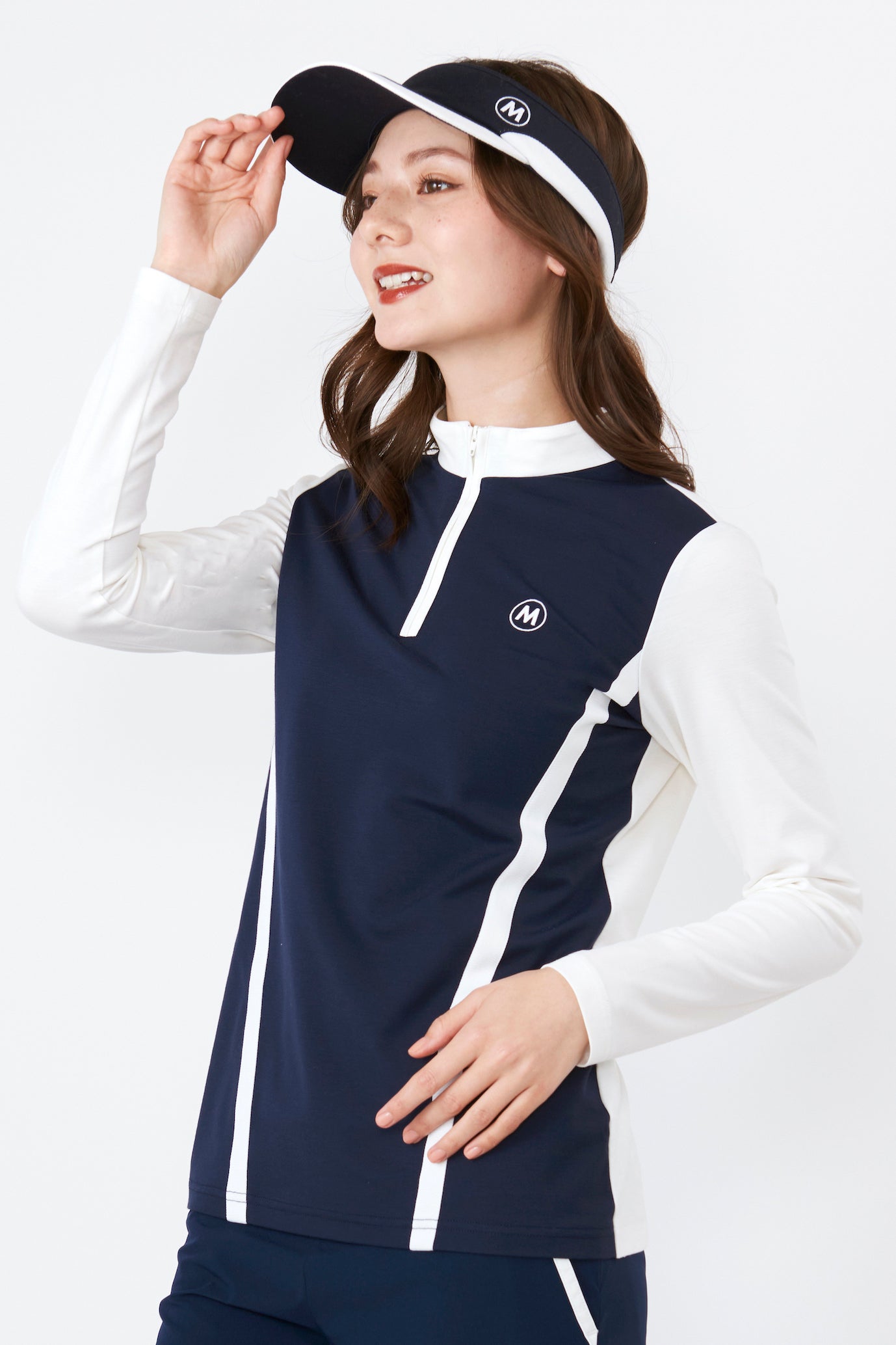 Long sleeve high tension bias line half zip pullover (801J2450)