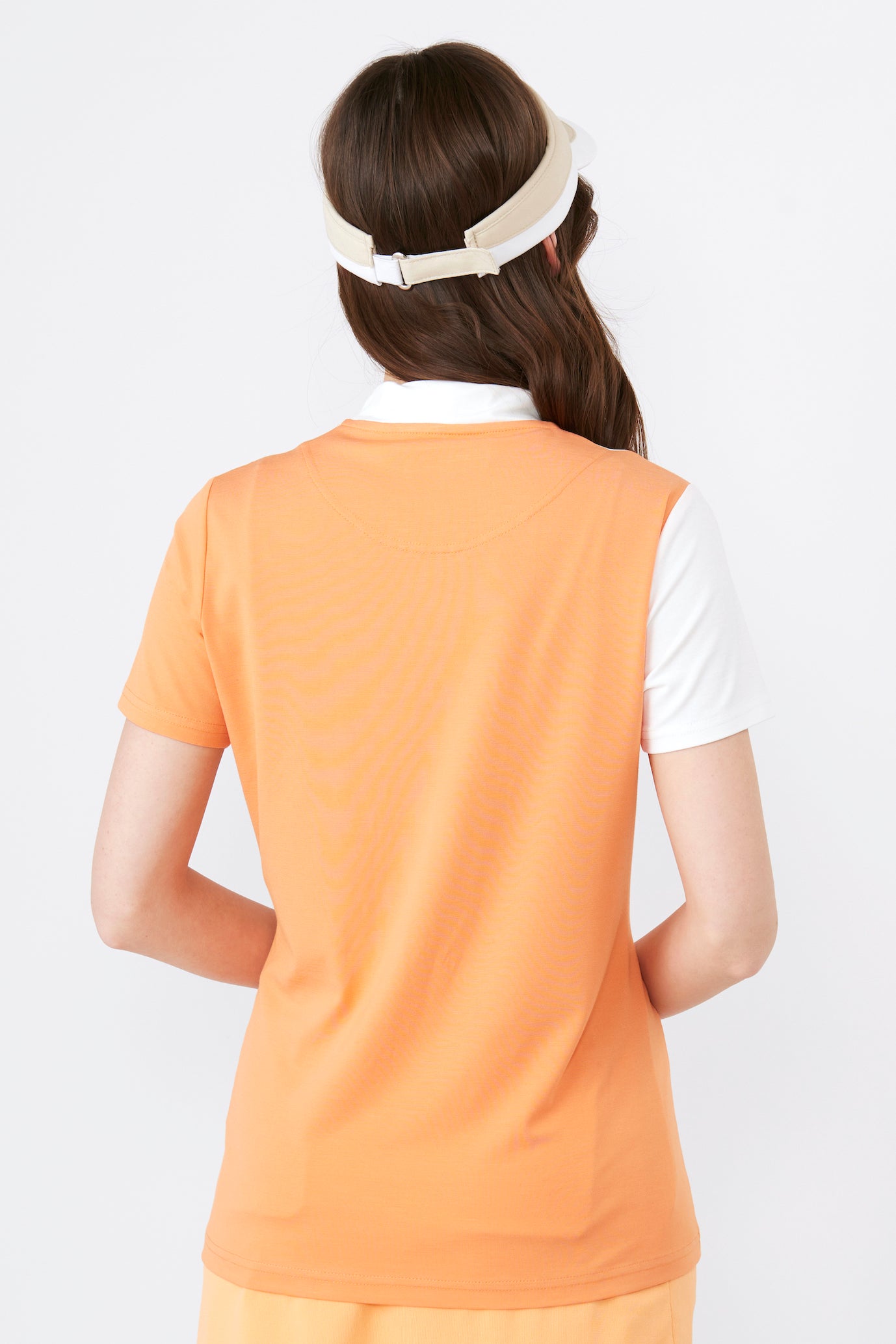 Short sleeve high tension bicolor mock neck pullover (801J2454)