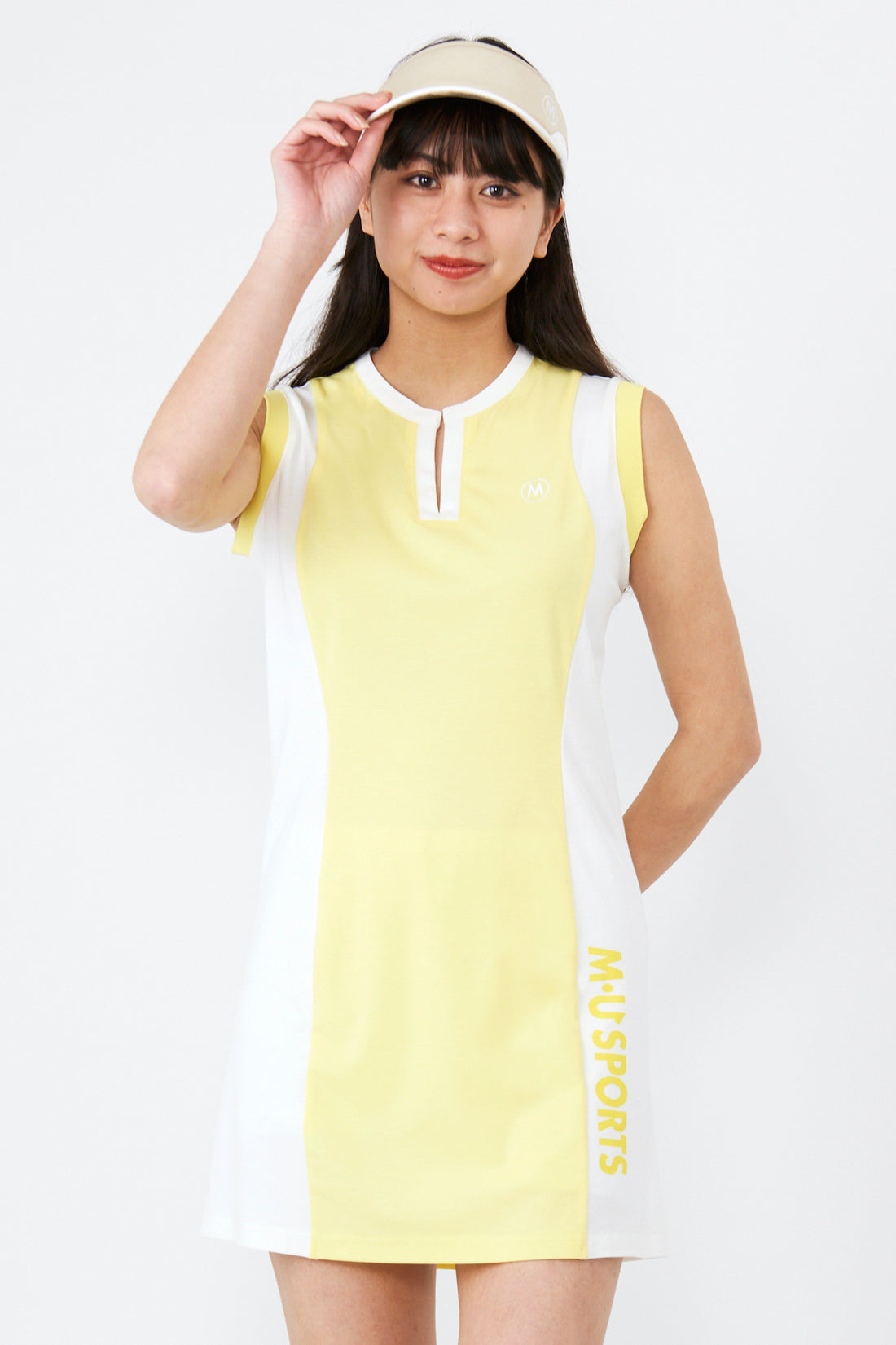Sleeveless high tension bicolor dress (801J4552)