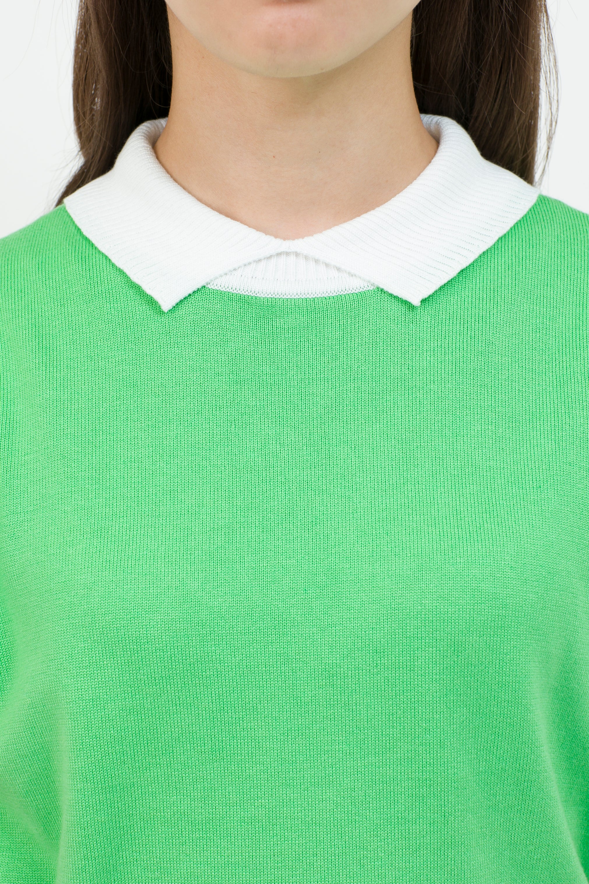 Short sleeve slit collar jacquard knit (801H8252K)