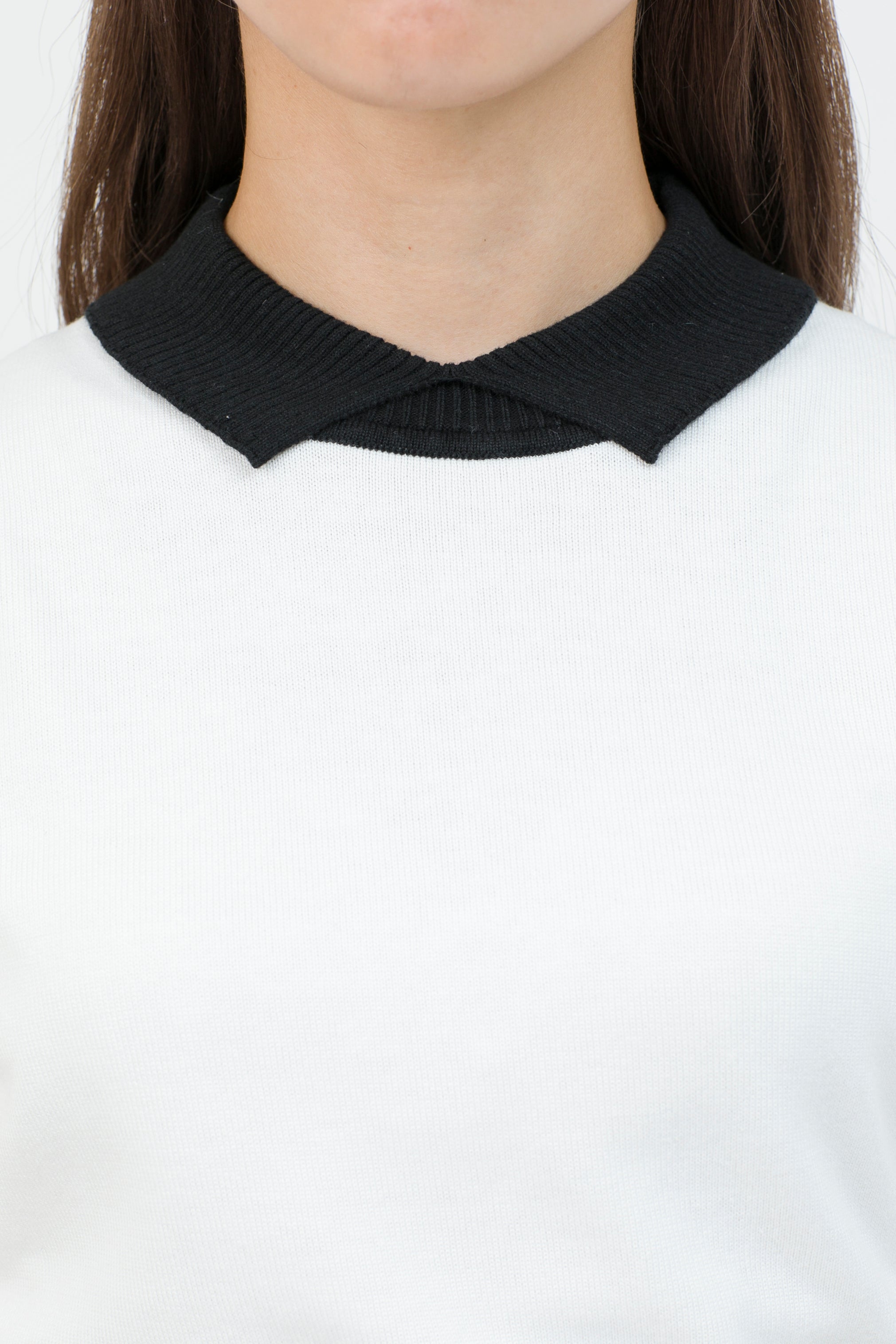 Short sleeve slit collar jacquard knit (801H8252K)