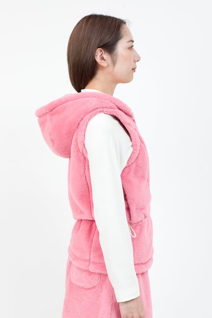 Waist shape boa vest with hood (801H8350K)