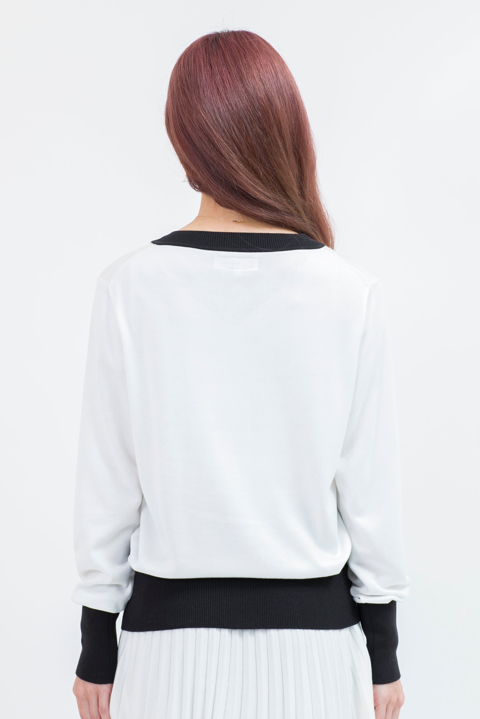 Bicolor long sleeve knit cardigan (701H8212K)