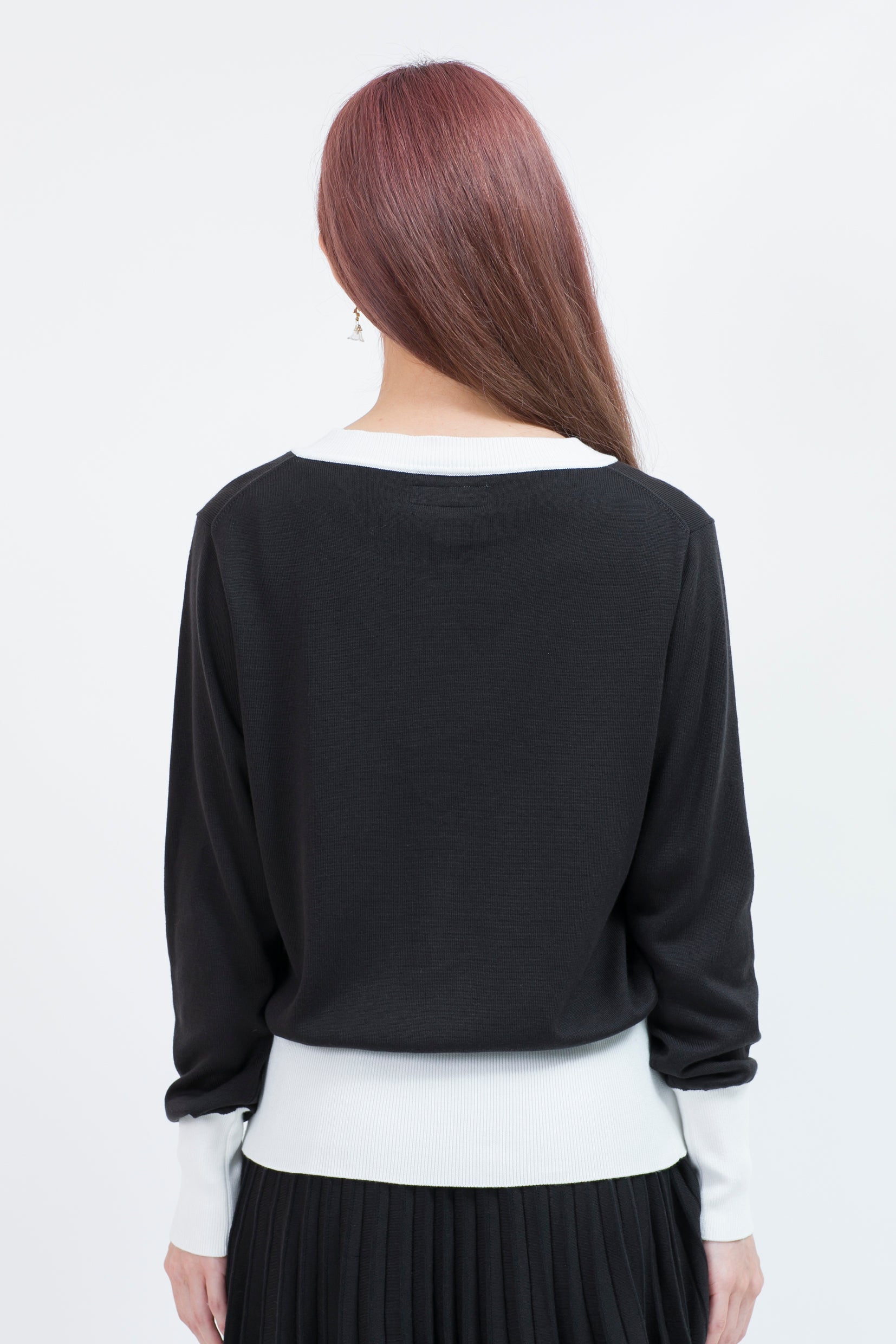 Bicolor long sleeve knit cardigan (701H8212K)
