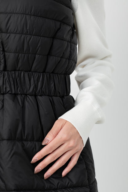Padded sleeveless long coat (801H8354K)